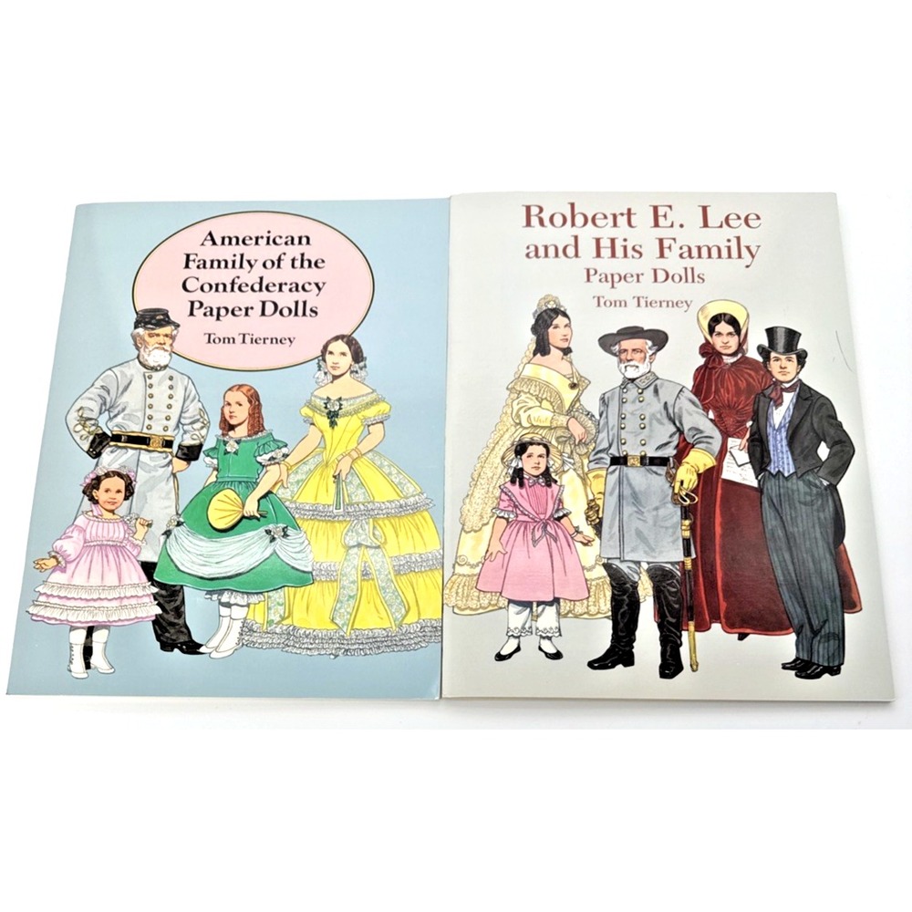 American Civil War Confederacy Paper Doll Books Lot of 2 Robert E Lee Uncut Vtg
